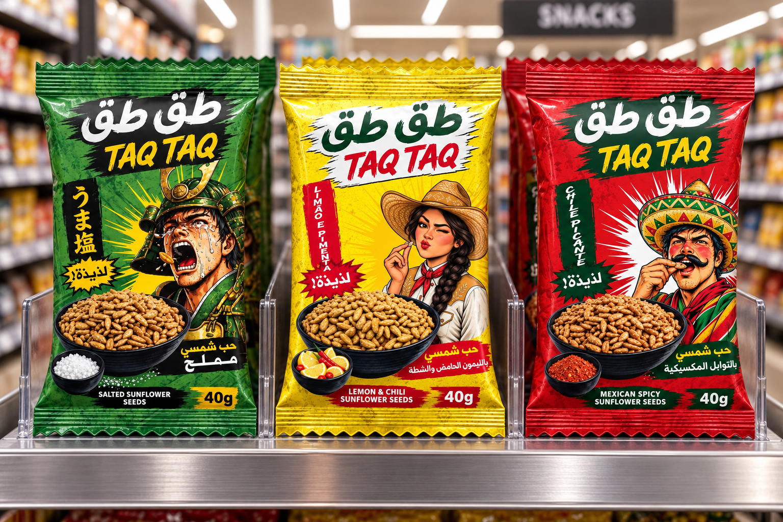 Taq Taq snack bag lineup
